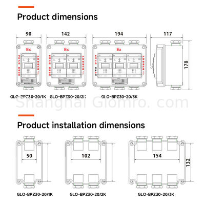 Explosion-Proof Aluminum Air Switch 220/380V 20A 1k 2k 3k IP65 Protection Switch Box