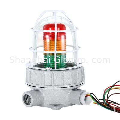 90dB IP66 Buzzer Alarm Sound Light Multi-colors Tri-color Explosion Proof Audible and Visual Light with Cover for Oil and Gas